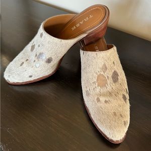 Trask Calf Fur Mules. 8M